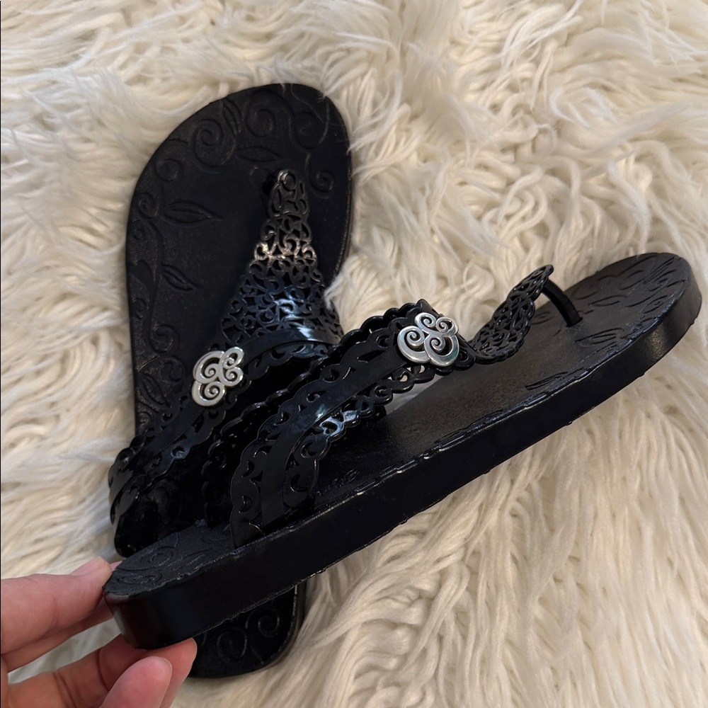 Brighton Black Sandals with Silver Accents size 9 BNWOT see all photos - Picture 1 of 12